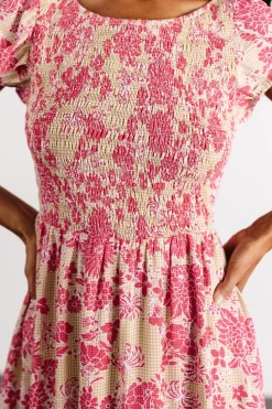 New Baltic Born Tabitha Open Back Maxi Dress | Yellow + Coral Yellow+Coral