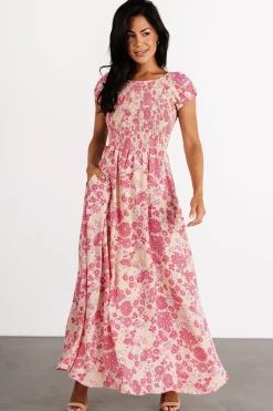 New Baltic Born Tabitha Open Back Maxi Dress | Yellow + Coral Yellow+Coral