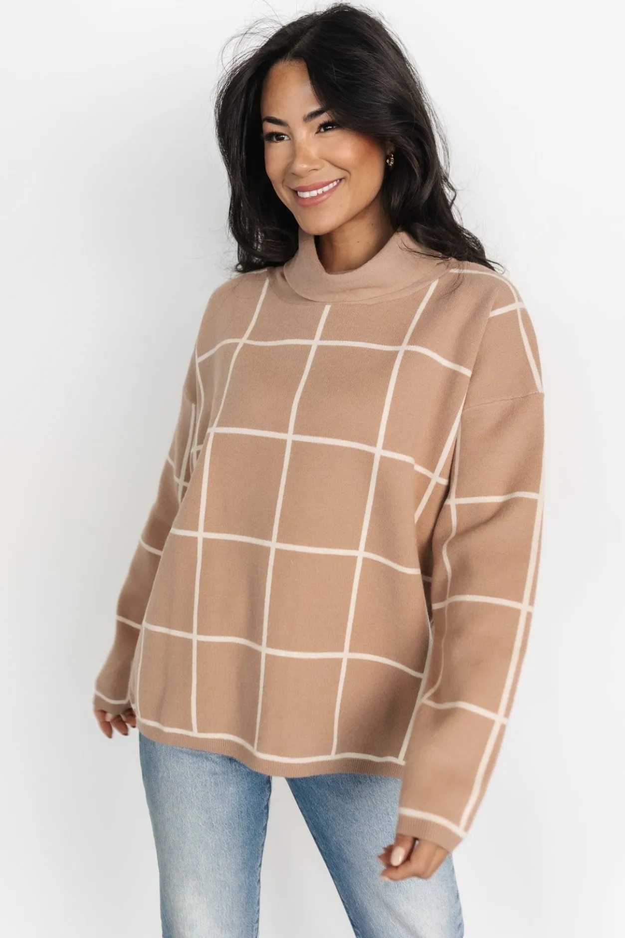 Outlet Baltic Born Tahoe Turtleneck Sweater | Taupe + Cream Taupe+Cream