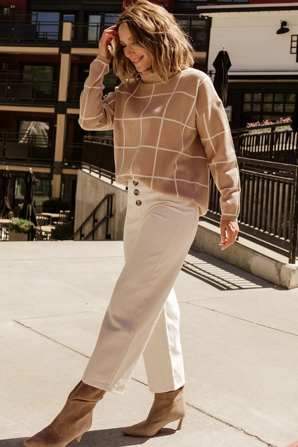 Outlet Baltic Born Tahoe Turtleneck Sweater | Taupe + Cream Taupe+Cream