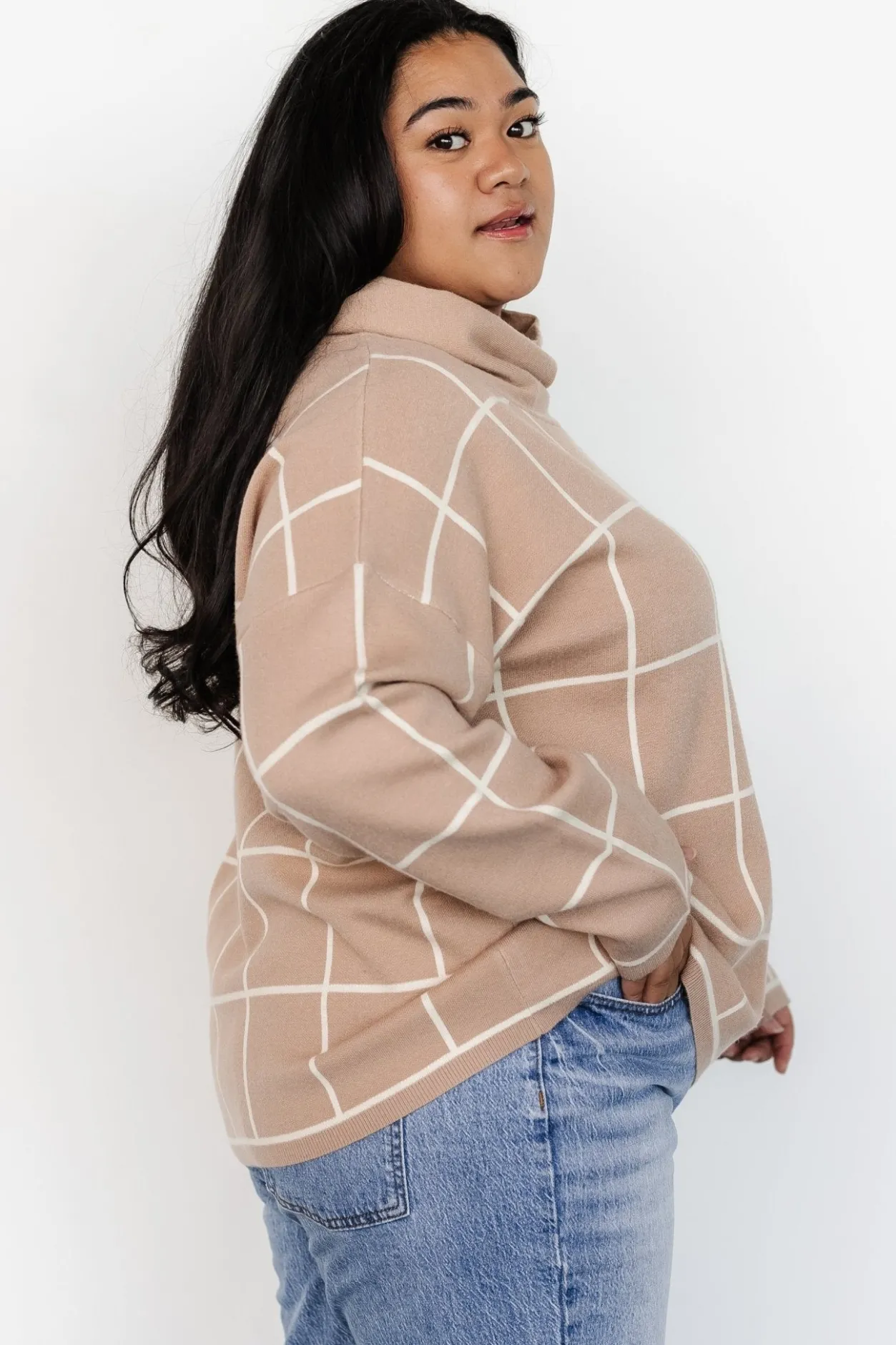Outlet Baltic Born Tahoe Turtleneck Sweater | Taupe + Cream Taupe+Cream