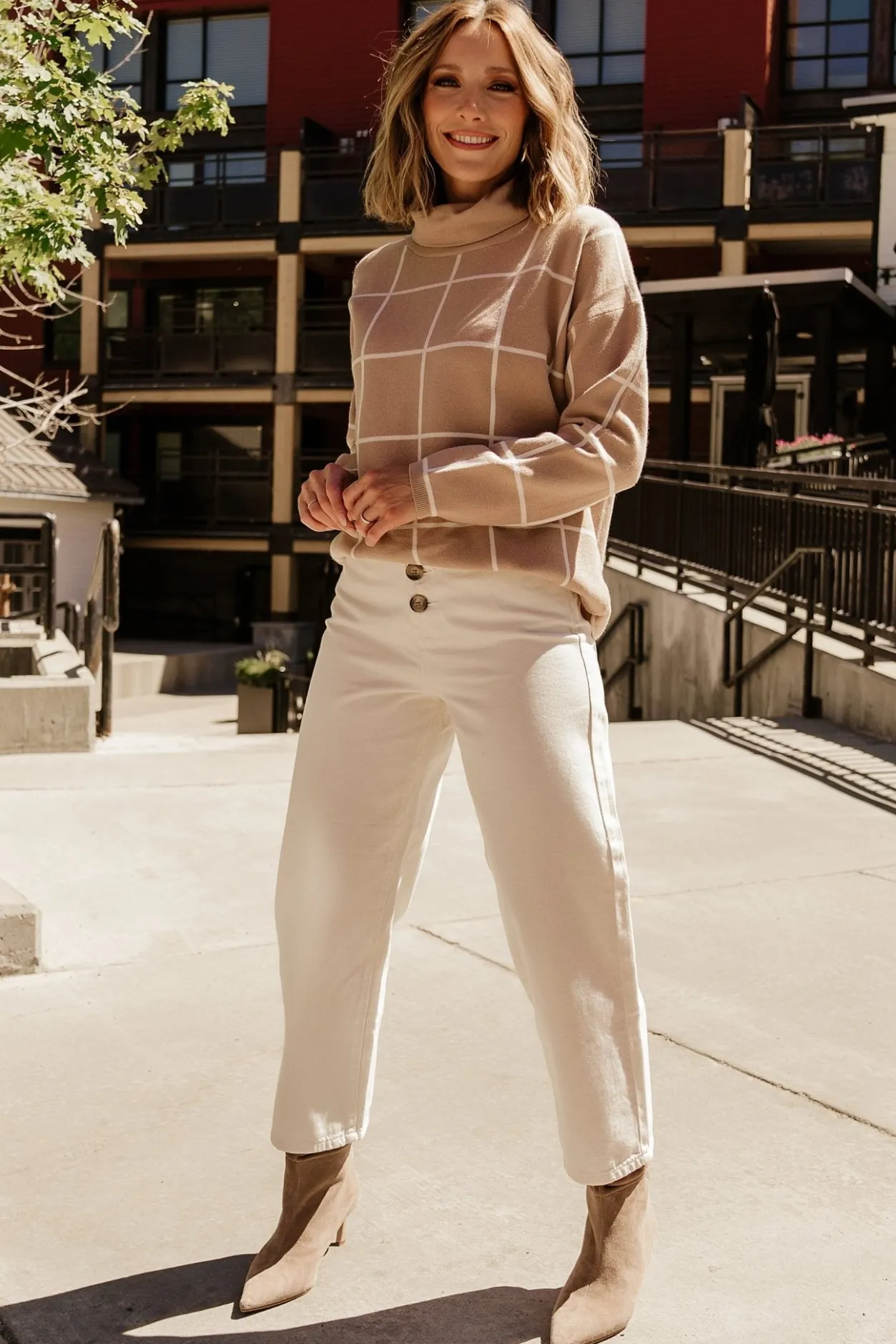Outlet Baltic Born Tahoe Turtleneck Sweater | Taupe + Cream Taupe+Cream