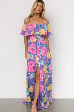 Best Baltic Born Talia Off Shoulder Maxi Dress | Purple Floral PurpleFloral