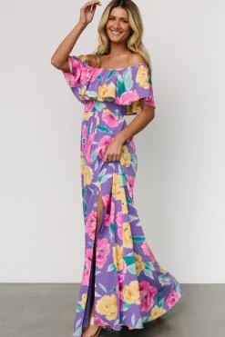Best Baltic Born Talia Off Shoulder Maxi Dress | Purple Floral PurpleFloral
