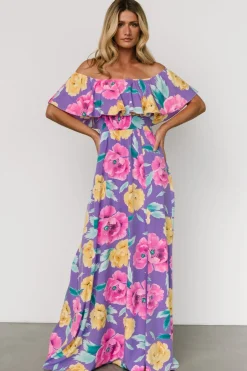 Best Baltic Born Talia Off Shoulder Maxi Dress | Purple Floral PurpleFloral