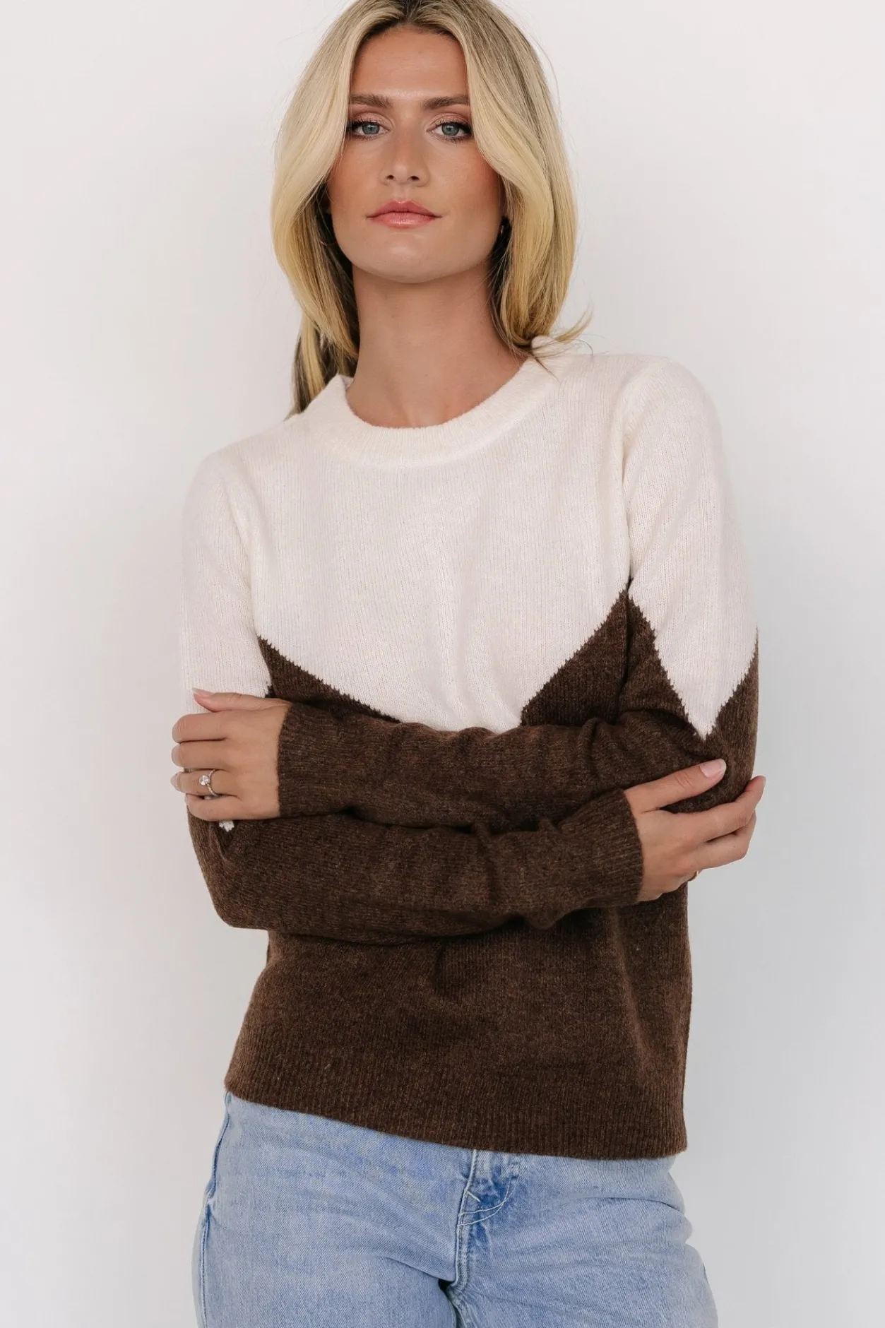 Clearance Baltic Born Tanner Sweater | Ivory + Brown Ivory+Brown