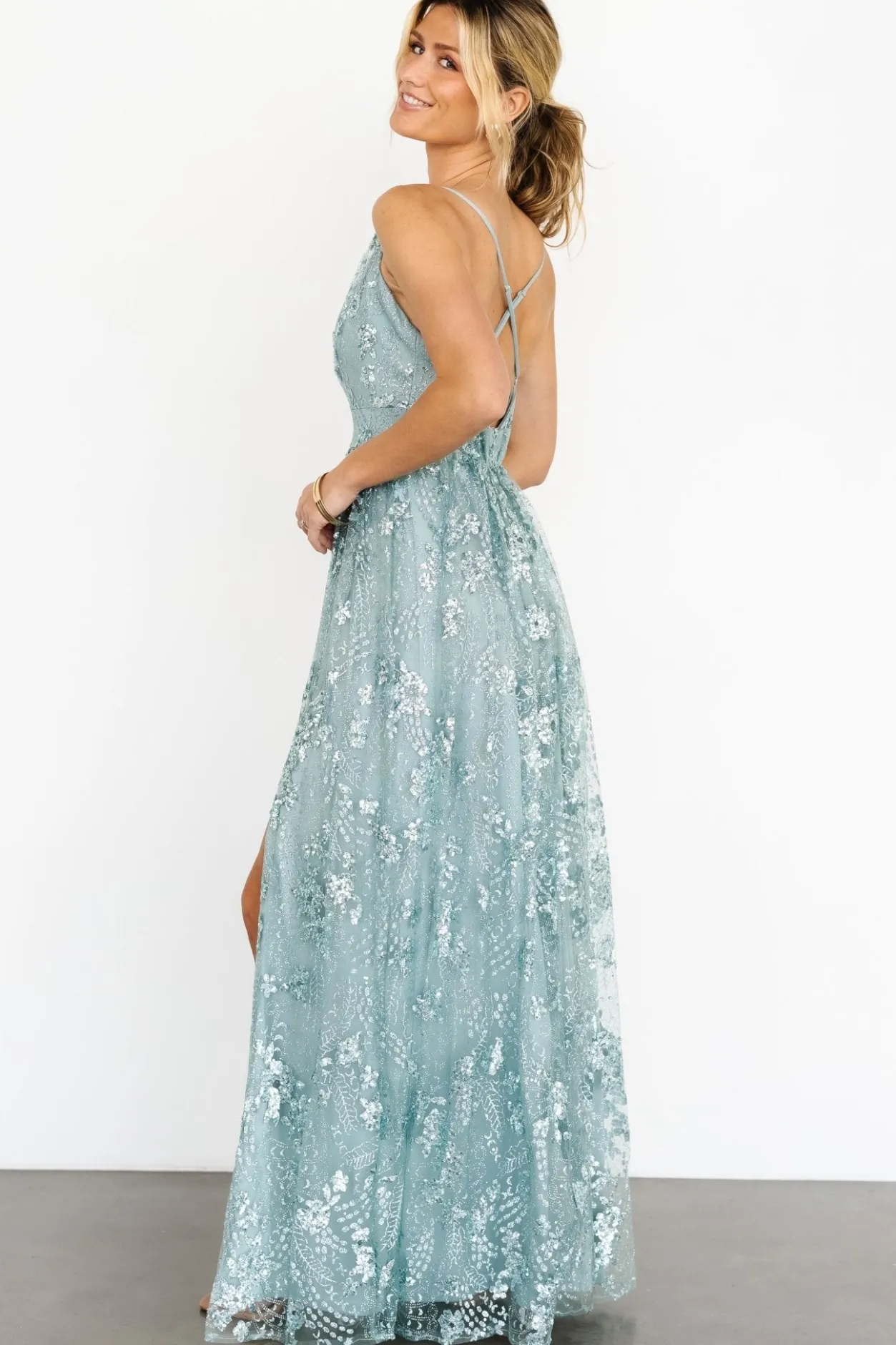 Best Baltic Born Tasha Sequin Gown | Sage Blue SageBlue