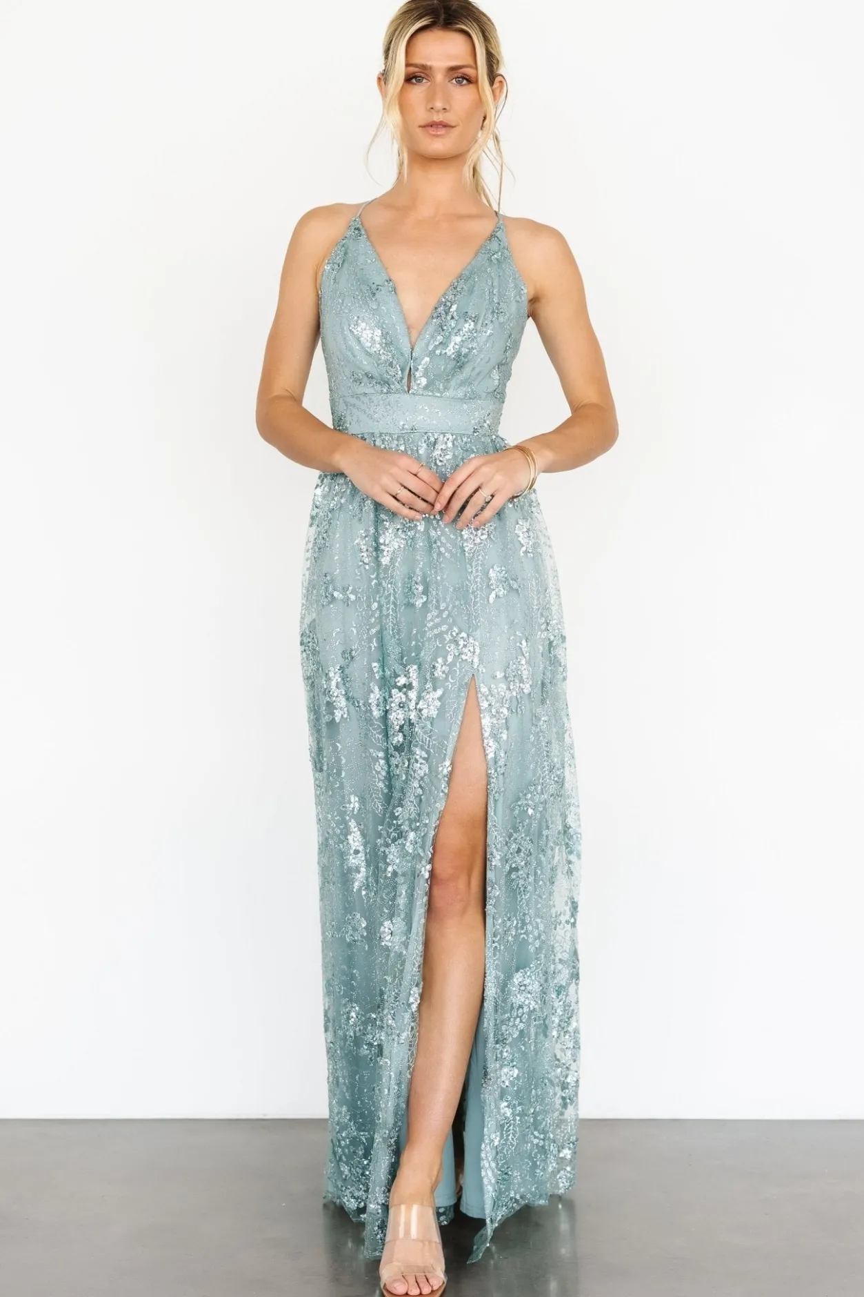 Best Baltic Born Tasha Sequin Gown | Sage Blue SageBlue