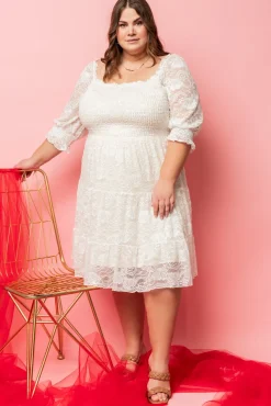 Discount Baltic Born Tate Smocked Lace Short Dress | Off White OffWhite