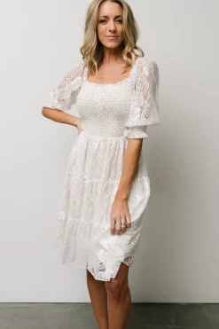Discount Baltic Born Tate Smocked Lace Short Dress | Off White OffWhite