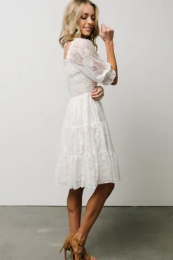 Discount Baltic Born Tate Smocked Lace Short Dress | Off White OffWhite