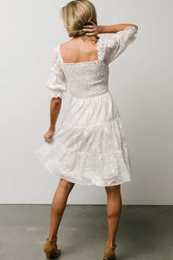 Discount Baltic Born Tate Smocked Lace Short Dress | Off White OffWhite