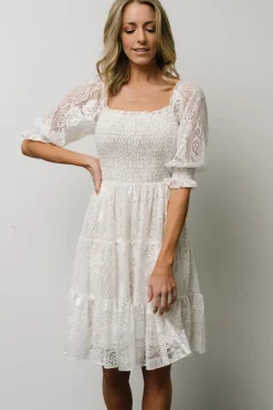 Discount Baltic Born Tate Smocked Lace Short Dress | Off White OffWhite