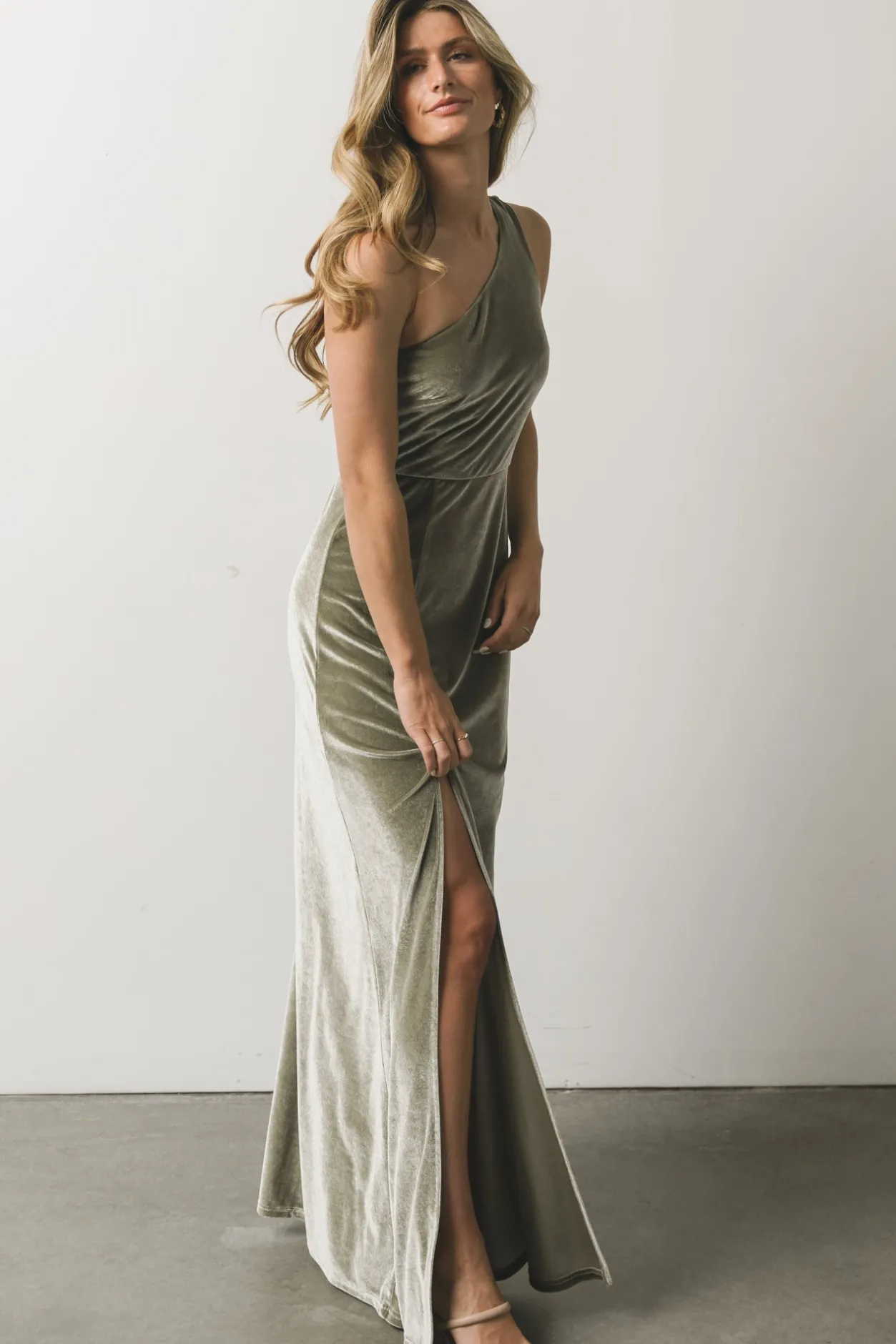 Best Baltic Born Tatiana Velvet One Shoulder Maxi Dress | Sage