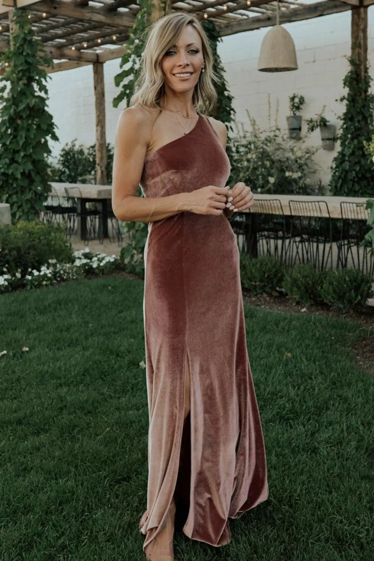 Online Baltic Born Tatiana Velvet One Shoulder Maxi Dress | Rose