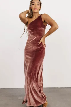 Online Baltic Born Tatiana Velvet One Shoulder Maxi Dress | Rose