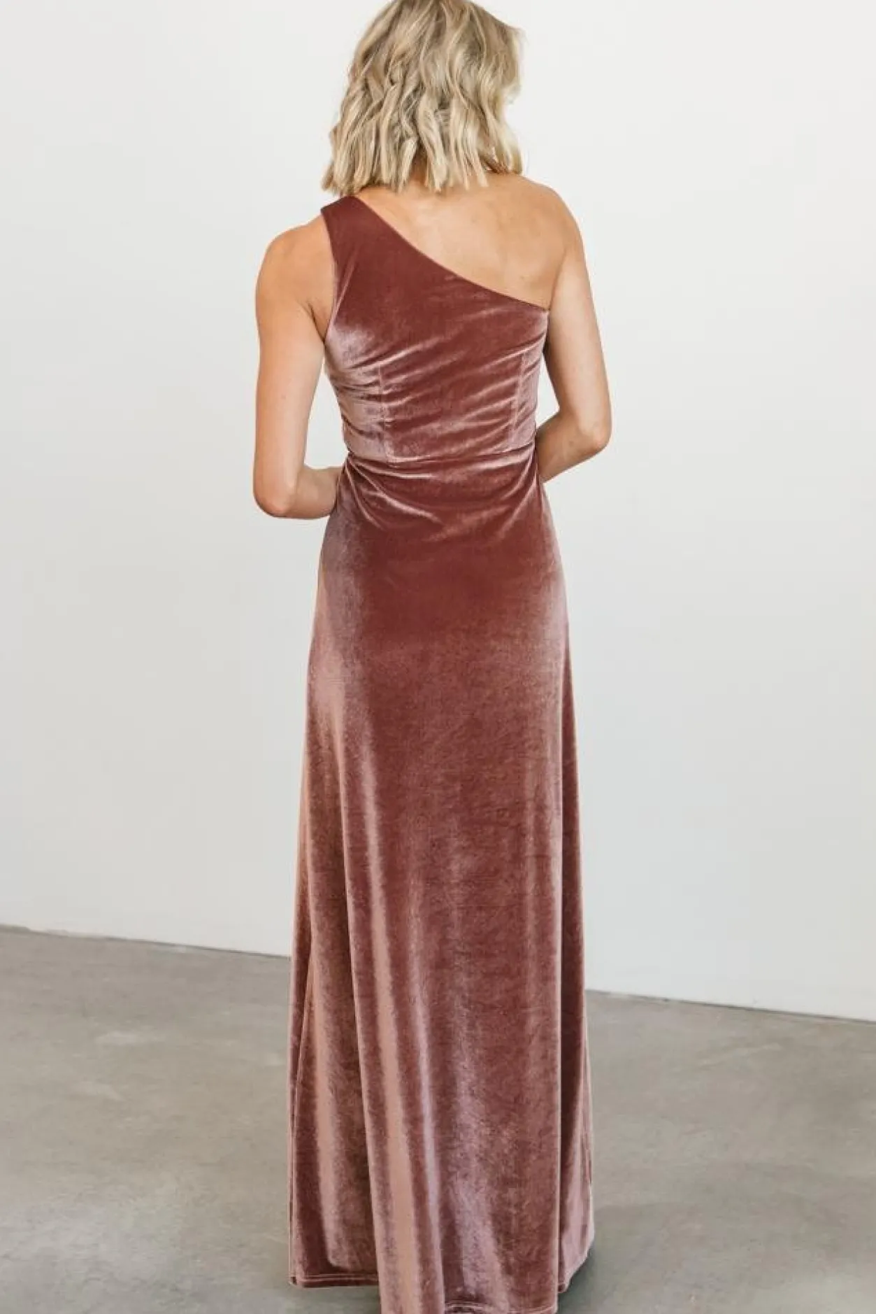 Online Baltic Born Tatiana Velvet One Shoulder Maxi Dress | Rose