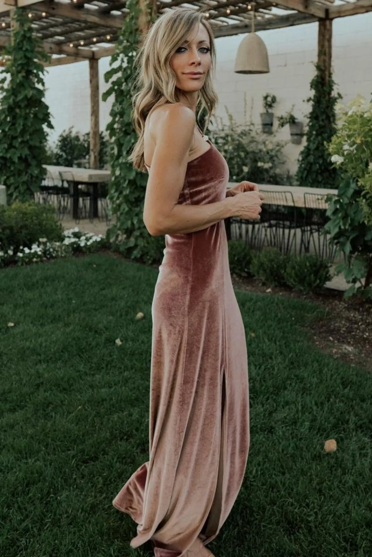Online Baltic Born Tatiana Velvet One Shoulder Maxi Dress | Rose