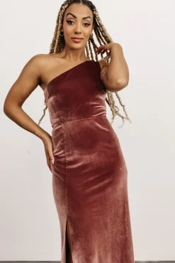 Online Baltic Born Tatiana Velvet One Shoulder Maxi Dress | Rose