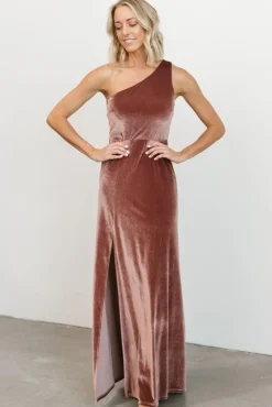 Online Baltic Born Tatiana Velvet One Shoulder Maxi Dress | Rose