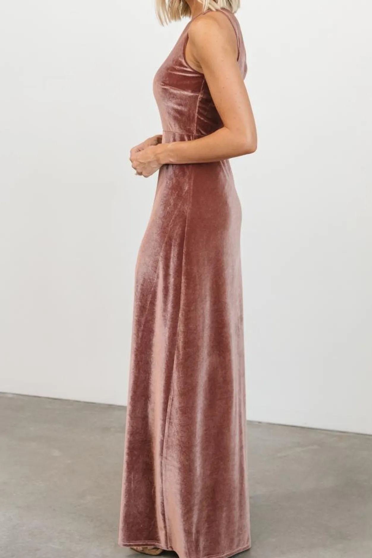 Online Baltic Born Tatiana Velvet One Shoulder Maxi Dress | Rose