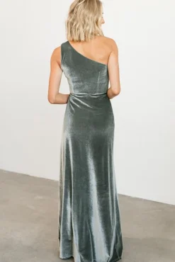 Sale Baltic Born Tatiana Velvet One Shoulder Maxi Dress | Eucalyptus