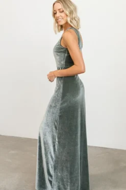 Sale Baltic Born Tatiana Velvet One Shoulder Maxi Dress | Eucalyptus