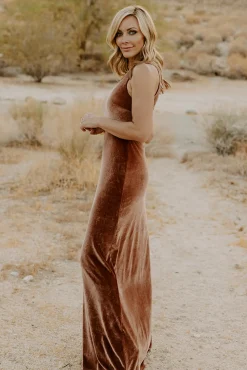 Outlet Baltic Born Tatiana Velvet One Shoulder Maxi Dress | Bronze