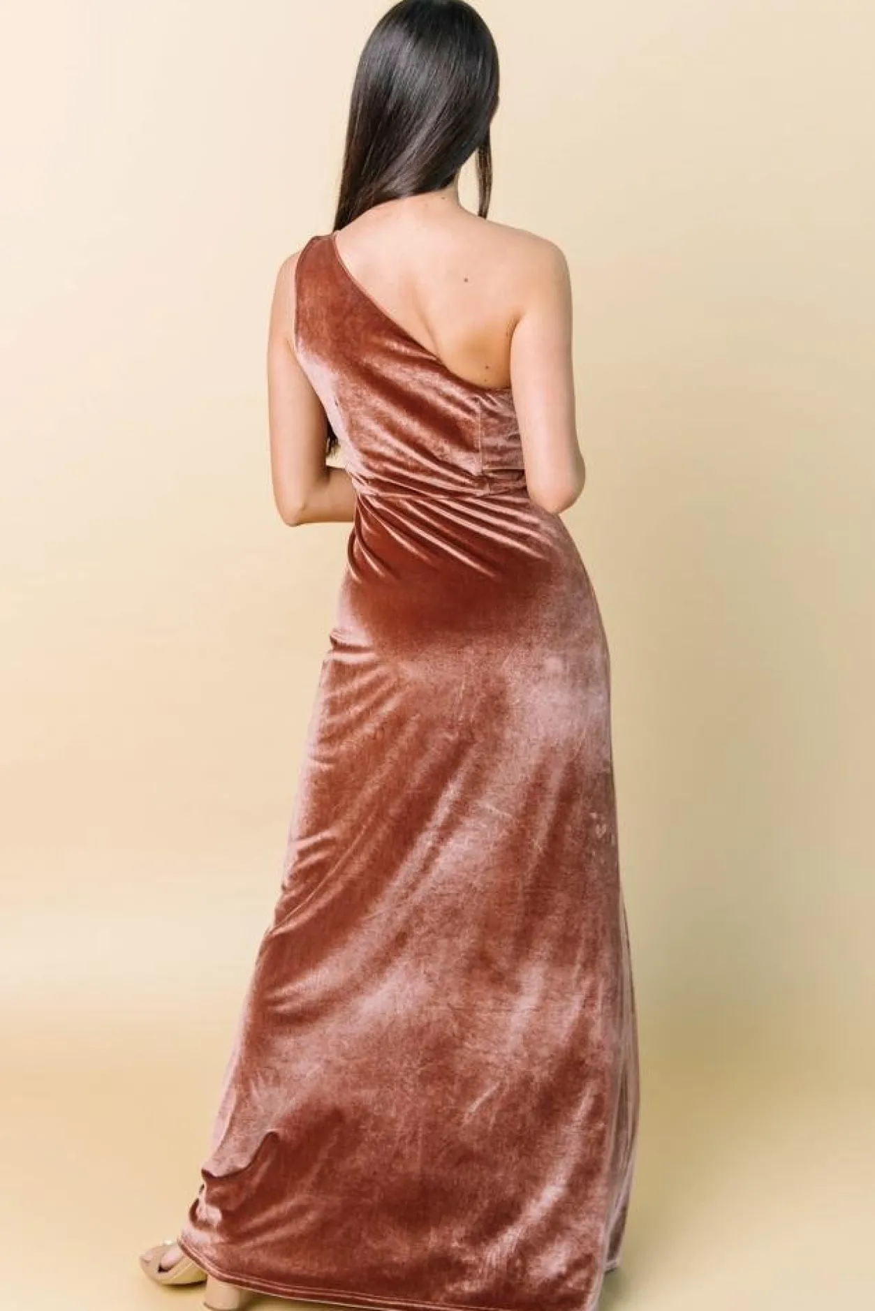 Outlet Baltic Born Tatiana Velvet One Shoulder Maxi Dress | Bronze