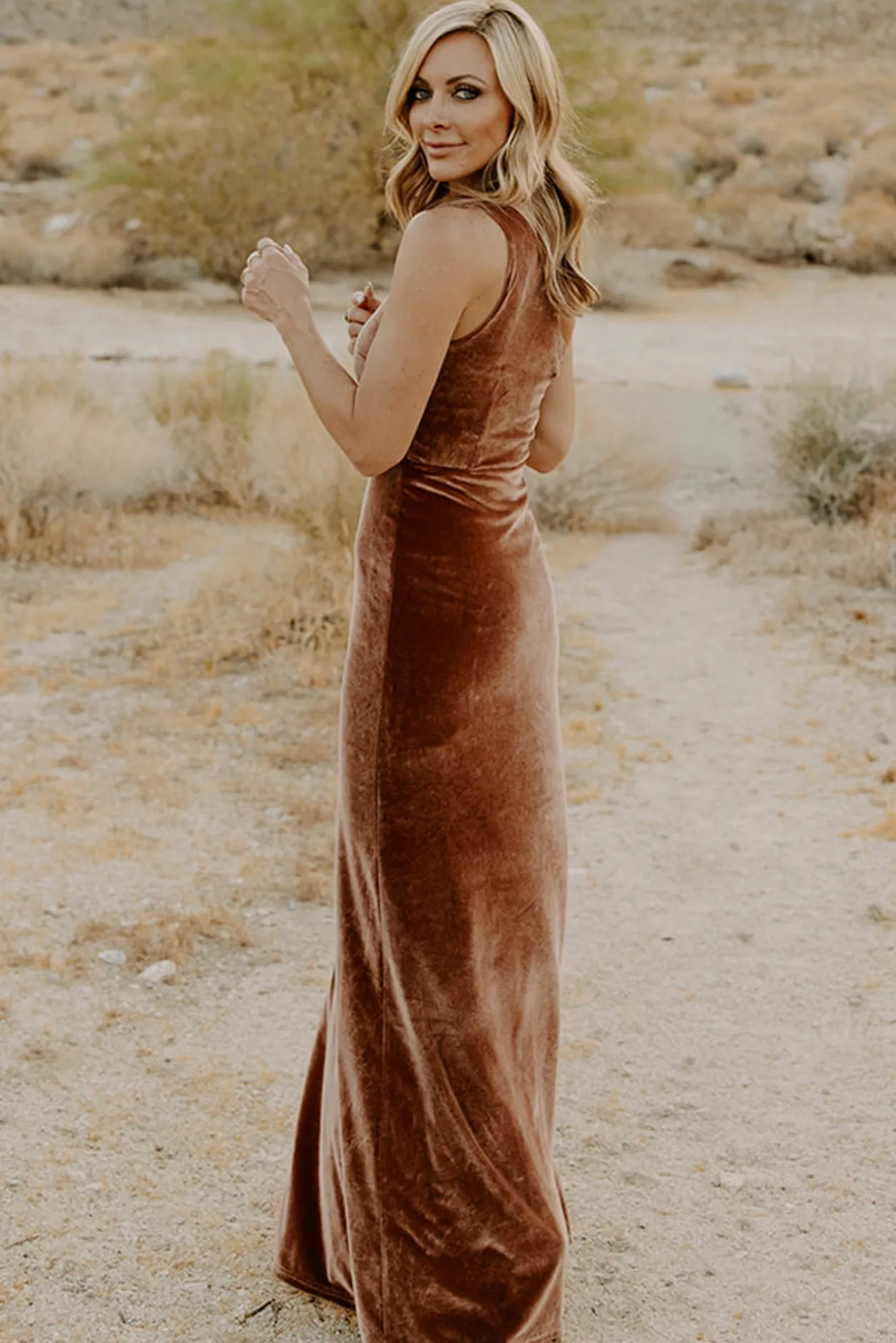 Outlet Baltic Born Tatiana Velvet One Shoulder Maxi Dress | Bronze