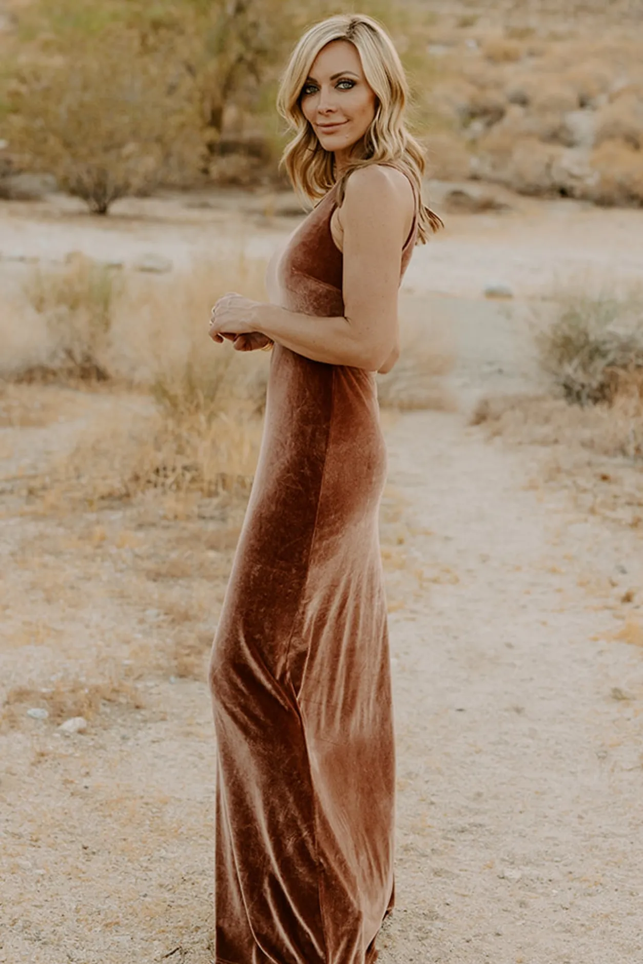 Outlet Baltic Born Tatiana Velvet One Shoulder Maxi Dress | Bronze