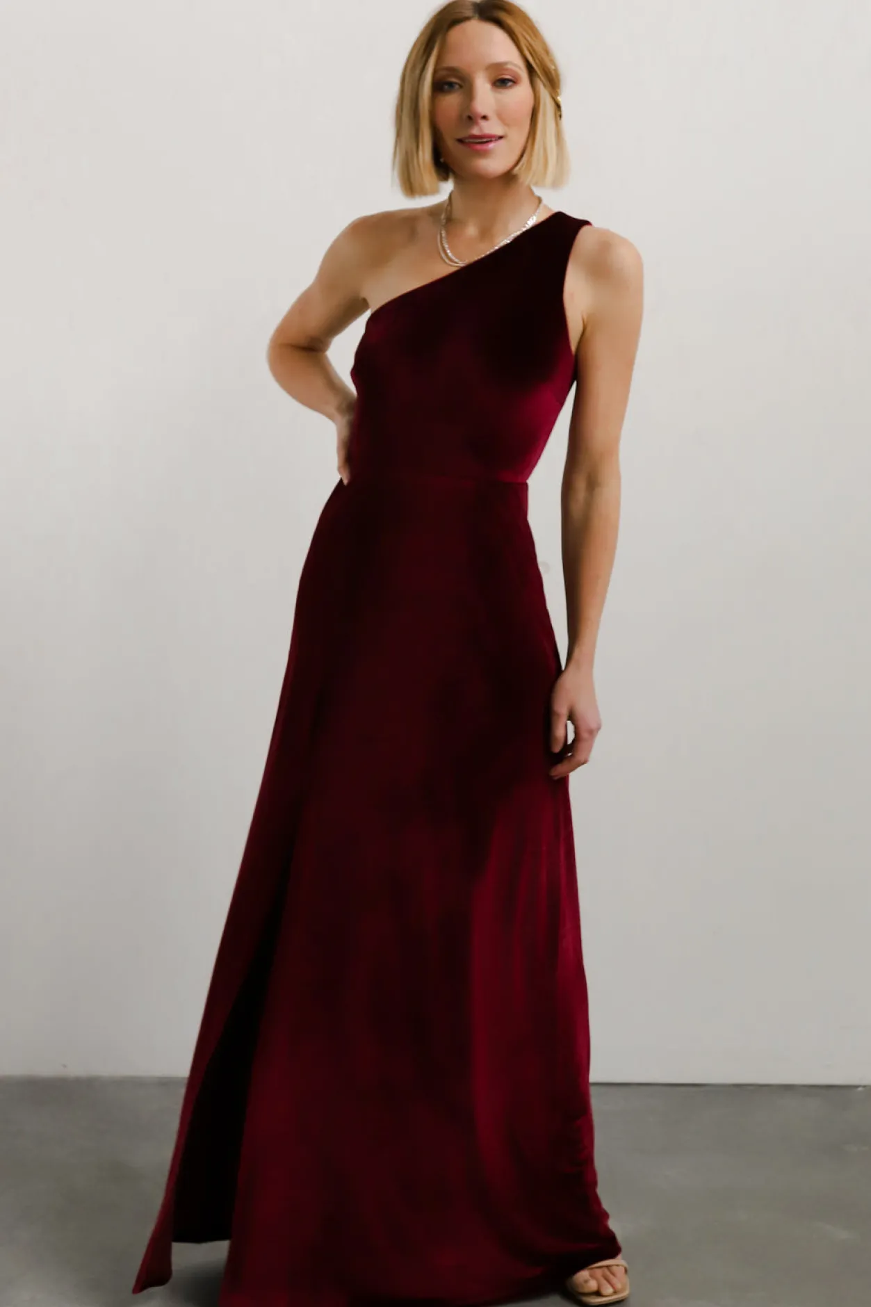 Clearance Baltic Born Tatiana Velvet One Shoulder Maxi Dress | Merlot