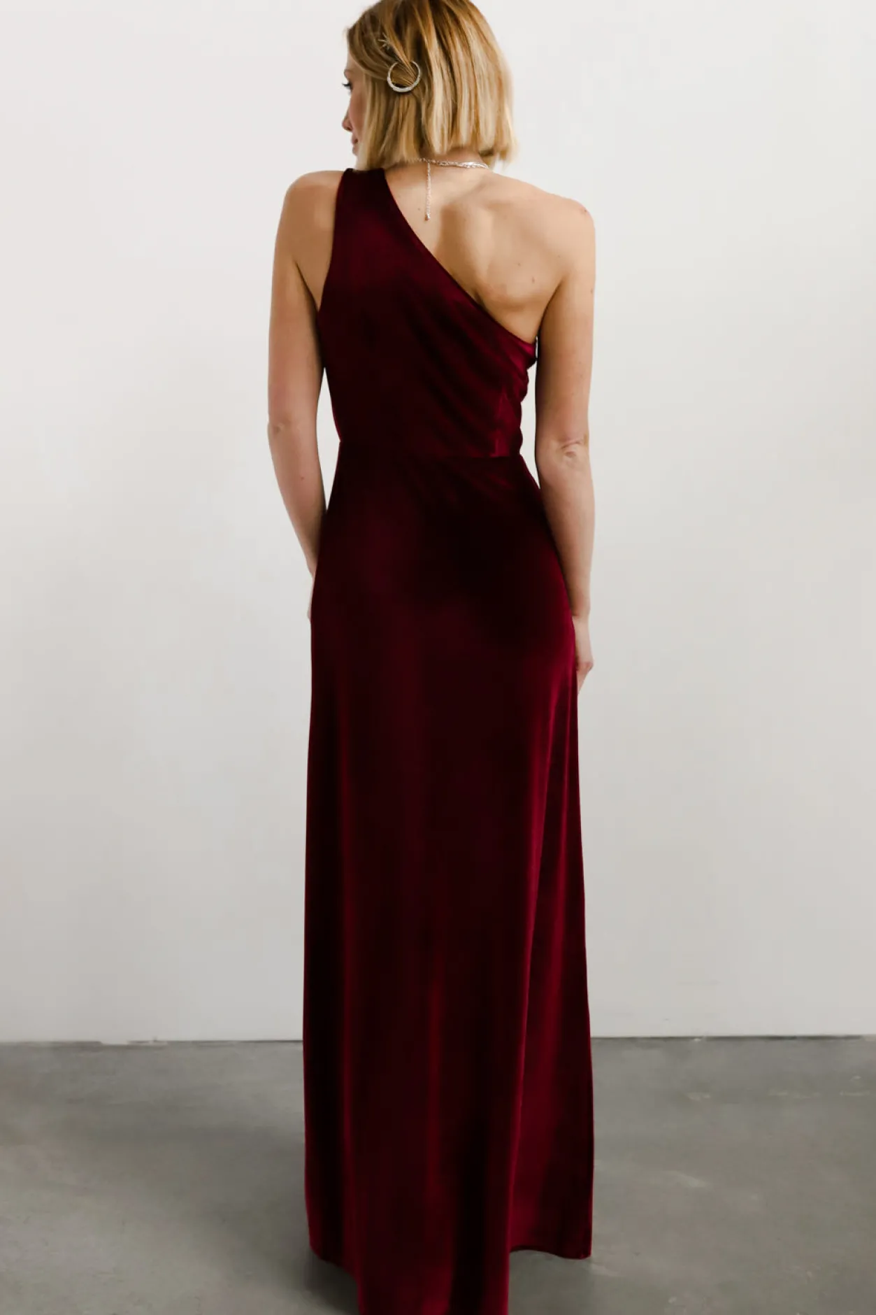 Clearance Baltic Born Tatiana Velvet One Shoulder Maxi Dress | Merlot