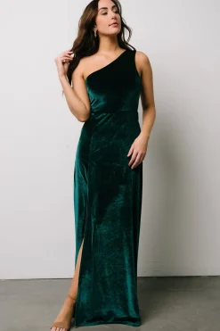Clearance Baltic Born Tatiana Velvet One Shoulder Maxi Dress | Emerald