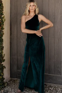 Clearance Baltic Born Tatiana Velvet One Shoulder Maxi Dress | Emerald