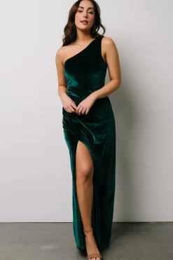 Clearance Baltic Born Tatiana Velvet One Shoulder Maxi Dress | Emerald
