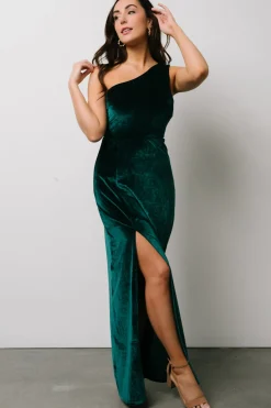 Clearance Baltic Born Tatiana Velvet One Shoulder Maxi Dress | Emerald