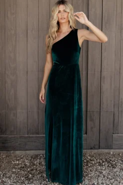 Clearance Baltic Born Tatiana Velvet One Shoulder Maxi Dress | Emerald