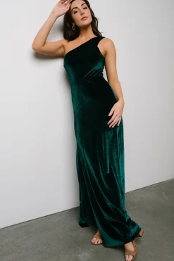 Clearance Baltic Born Tatiana Velvet One Shoulder Maxi Dress | Emerald