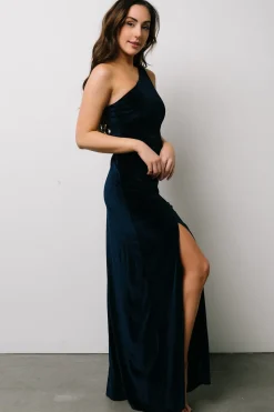 New Baltic Born Tatiana Velvet One Shoulder Maxi Dress | Navy