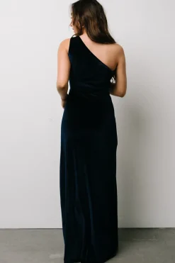 New Baltic Born Tatiana Velvet One Shoulder Maxi Dress | Navy
