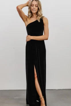 Hot Baltic Born Tatiana Velvet One Shoulder Maxi Dress | Black