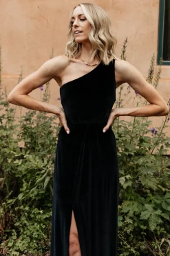 Hot Baltic Born Tatiana Velvet One Shoulder Maxi Dress | Black