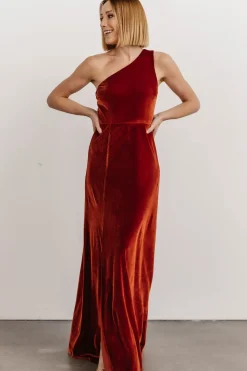 Sale Baltic Born Tatiana Velvet One Shoulder Maxi Dress | Rust