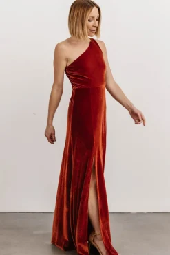 Sale Baltic Born Tatiana Velvet One Shoulder Maxi Dress | Rust