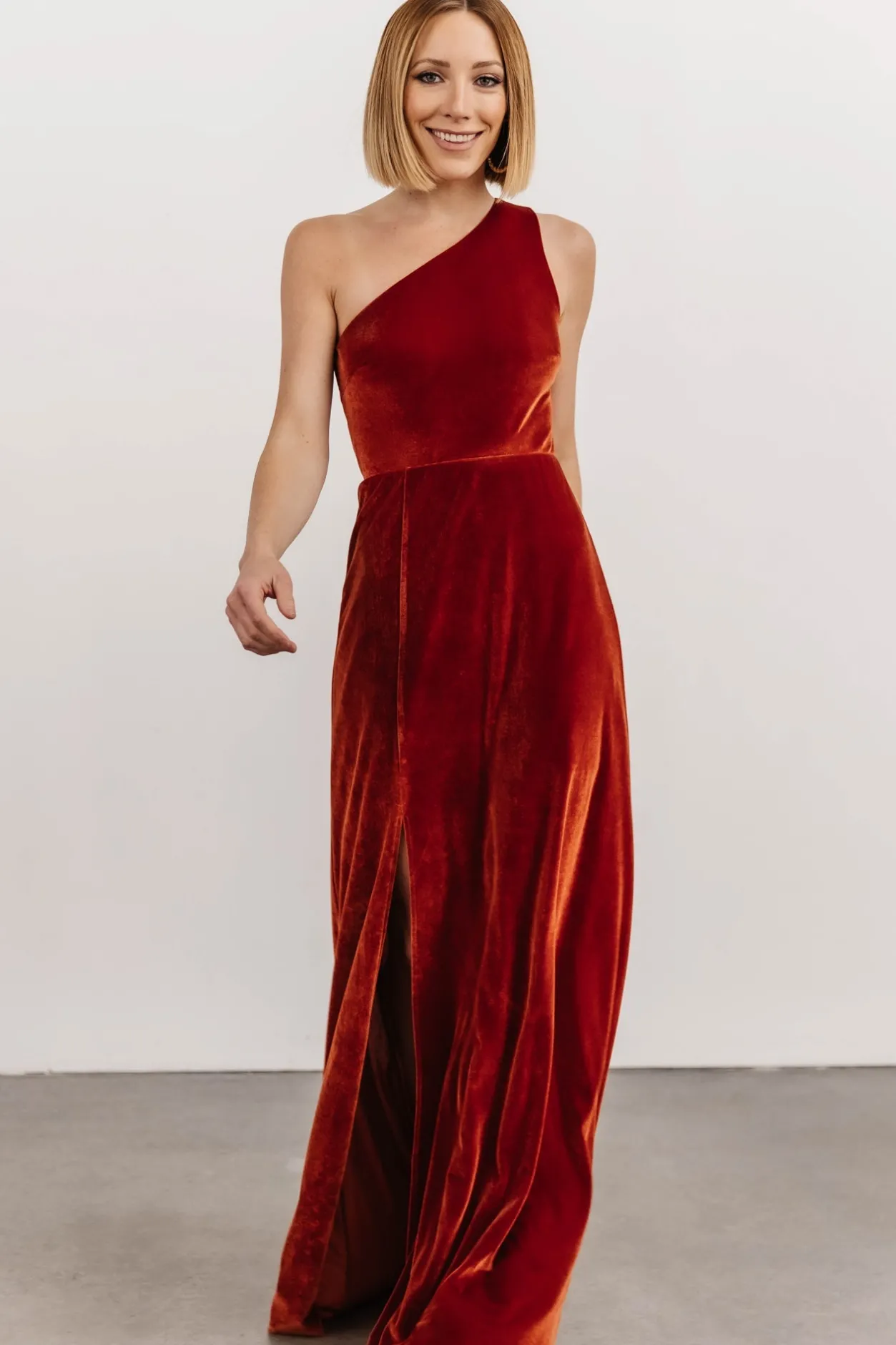 Sale Baltic Born Tatiana Velvet One Shoulder Maxi Dress | Rust
