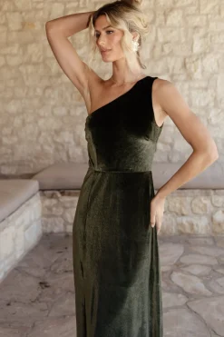 Best Baltic Born Tatiana Velvet One Shoulder Maxi Dress | Olive