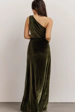 Best Baltic Born Tatiana Velvet One Shoulder Maxi Dress | Olive