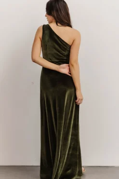 Best Baltic Born Tatiana Velvet One Shoulder Maxi Dress | Olive