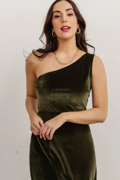 Best Baltic Born Tatiana Velvet One Shoulder Maxi Dress | Olive